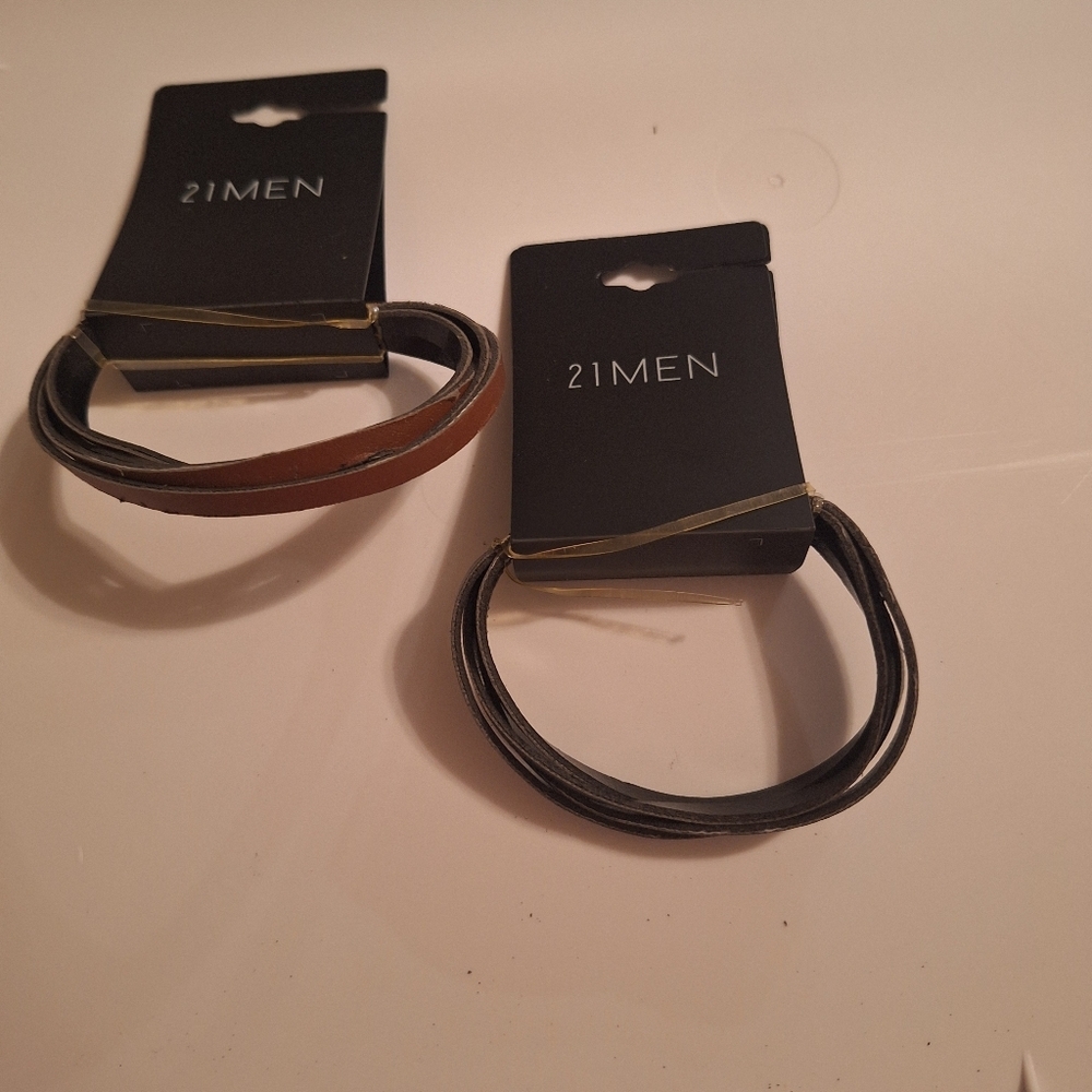 21MEN‎ Brown and Black Leather Bracelets